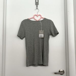 NWT Everlane The Micro-Rib Pima Crew Tee, Heathered Grey, S
